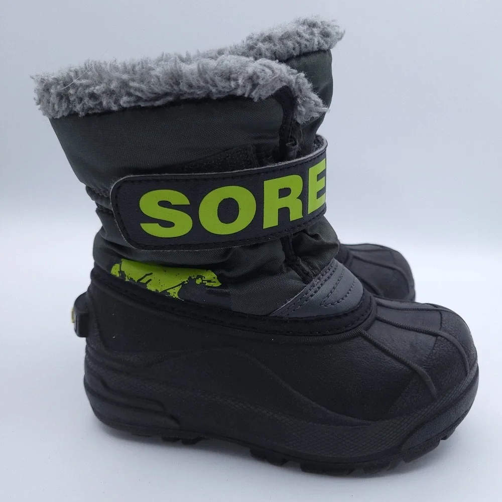 Sorel Commander Winter Snow Boots Fur Lined Waterproof Black Toddler Boys Size 9